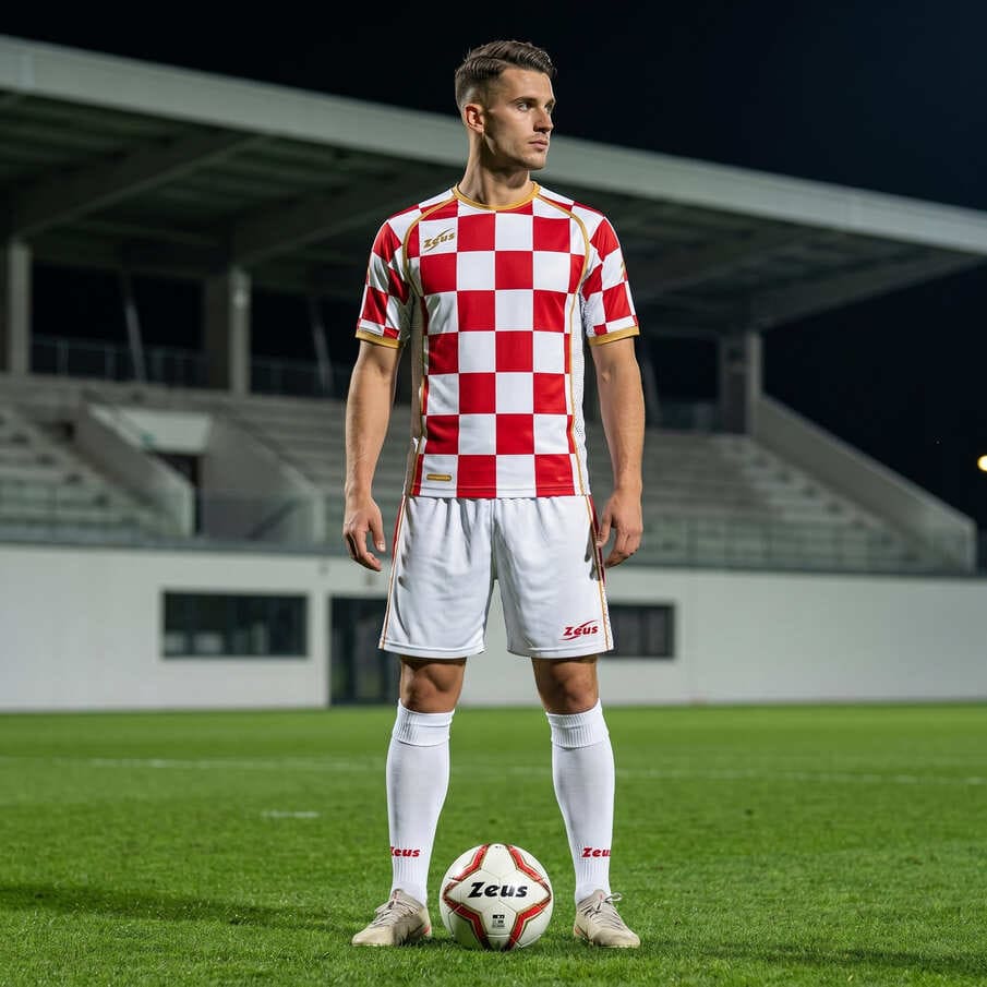 Zeus Kit Kroatië OUD T-shirt-set 2-delig wit/granaatrood