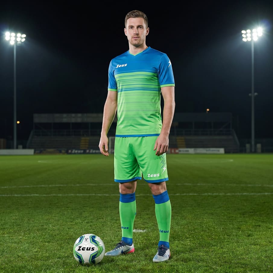 Zeus Kit Elios Tricotset + Shorts 2-delig licht koningsblauw/fluo groen