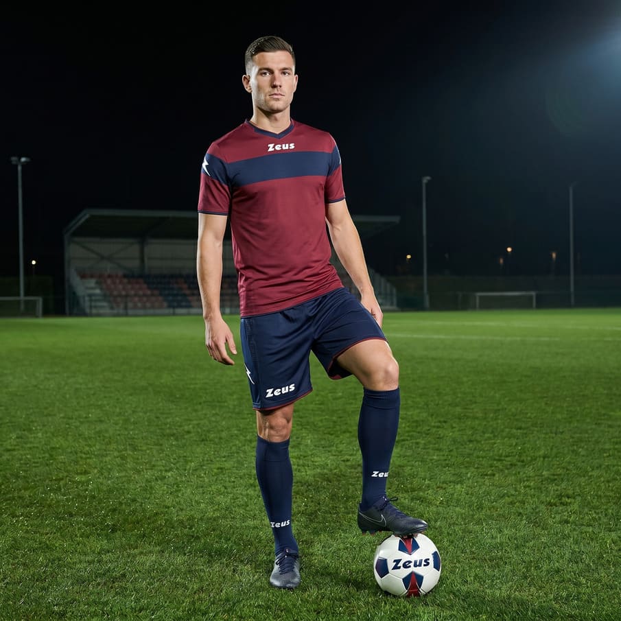 Zeus Kit Apollo T-shirtset + shorts 2-delig blauw/granaatrood