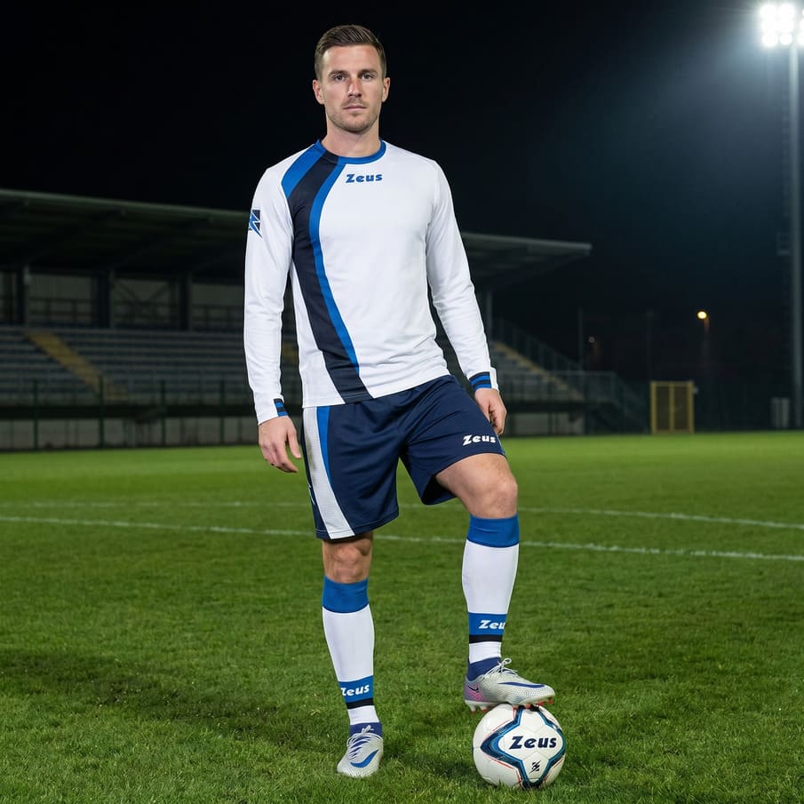 Zeus tenue Kit Spagna + korte broek 2-delig Ml wit/blauw