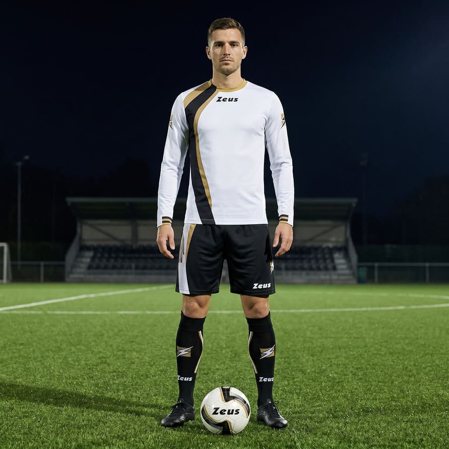Zeus Kit Spagna Shirt-set + short 2-delig. Ml wit/zwart