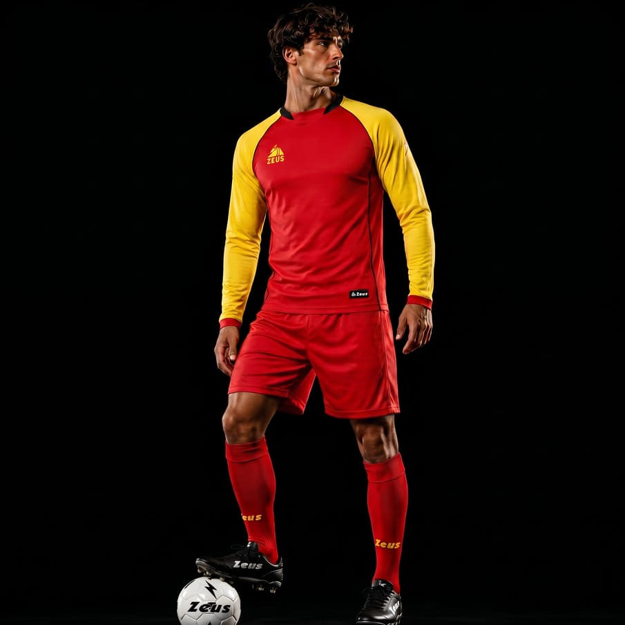 Zeus Kit Athos heren tenue 2-delig rood/geel