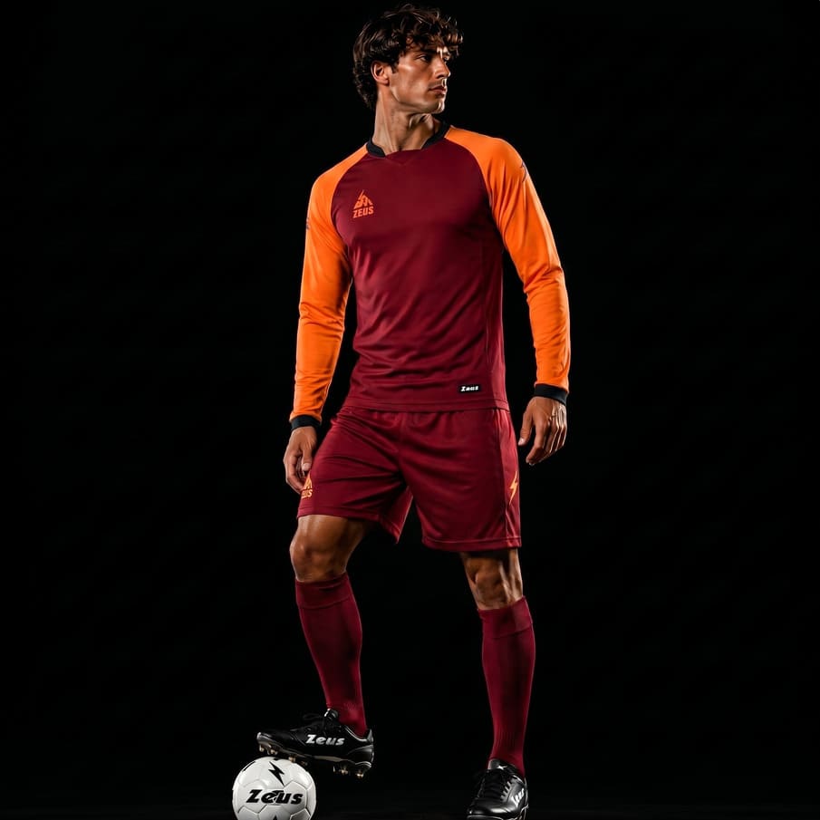 Zeus Kit Athos heren tenue 2-delig granaat/oranje