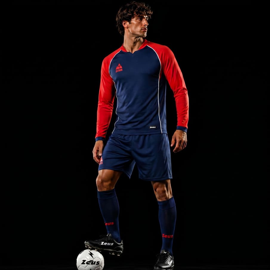 Zeus Kit Athos heren tenue 2-delig blauw/rood