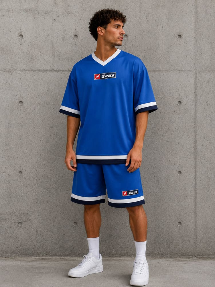 Zeus Kit Magic Basketball Trikot + Shorts royalblau/weiß