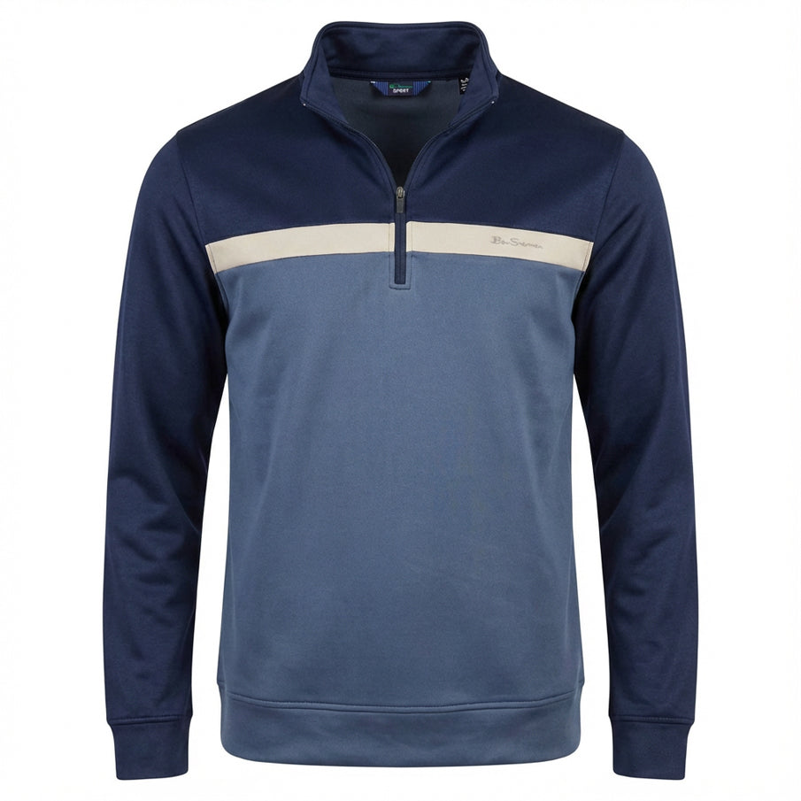 Ben Sherman Blau Tweekleurig Sweatshirt met rits voor heren 1981080945