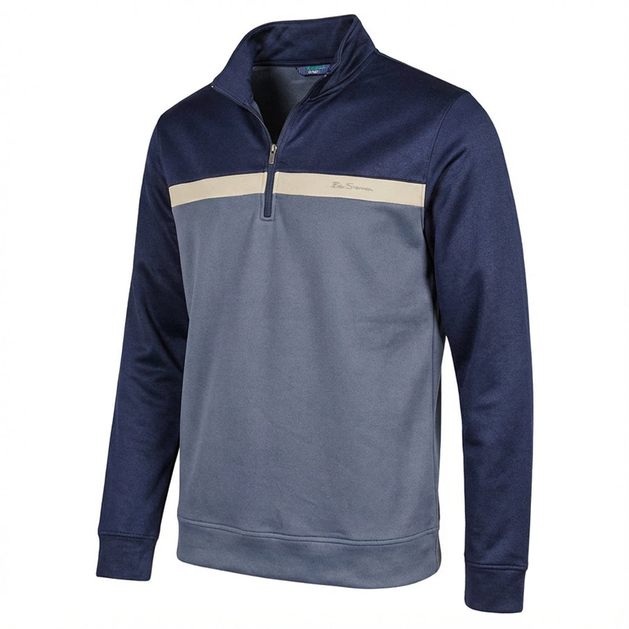 Ben Sherman Blau Tweekleurig Sweatshirt met rits voor heren 1981080945