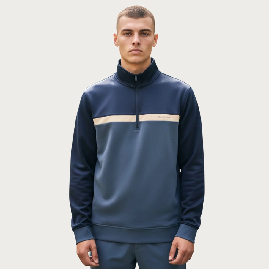 Ben Sherman Blau Tweekleurig Sweatshirt met rits voor heren 1981080945