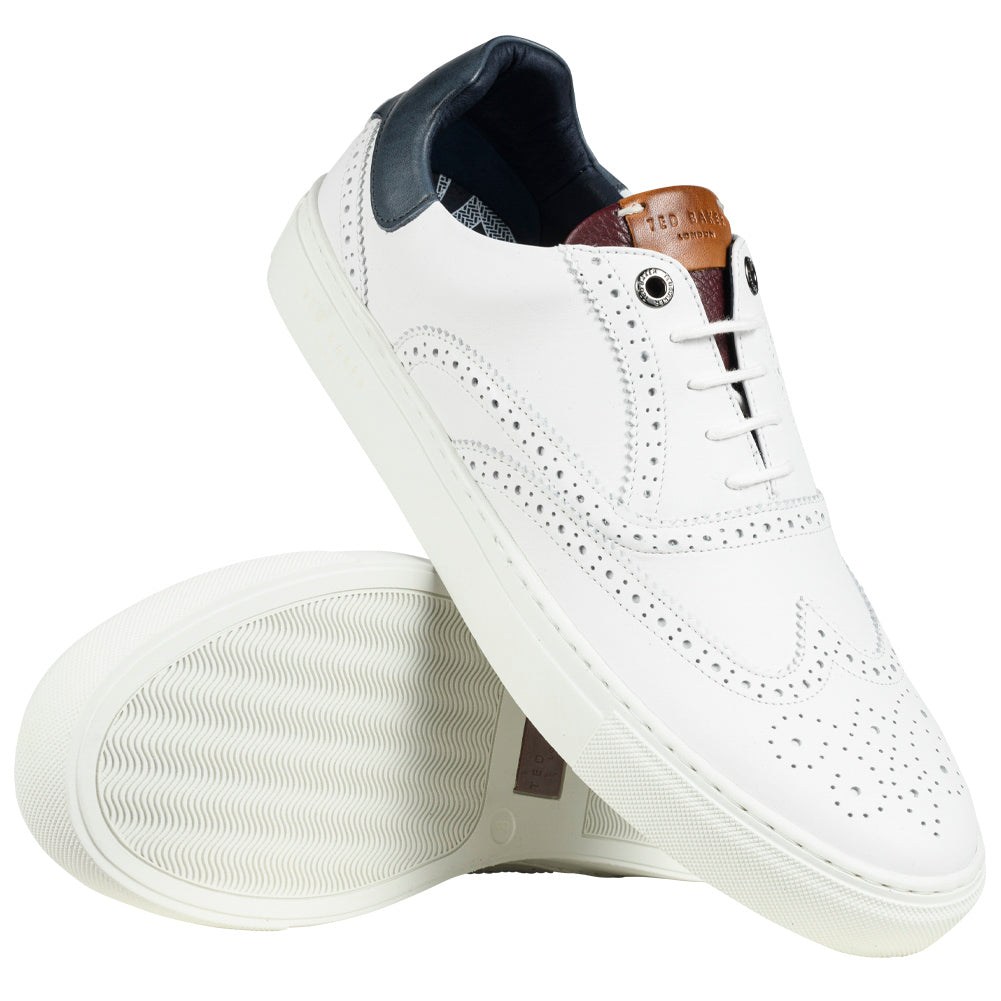 TED BAKER Dennton Cupsole Heren Leren Schoenen 243218-WHITE