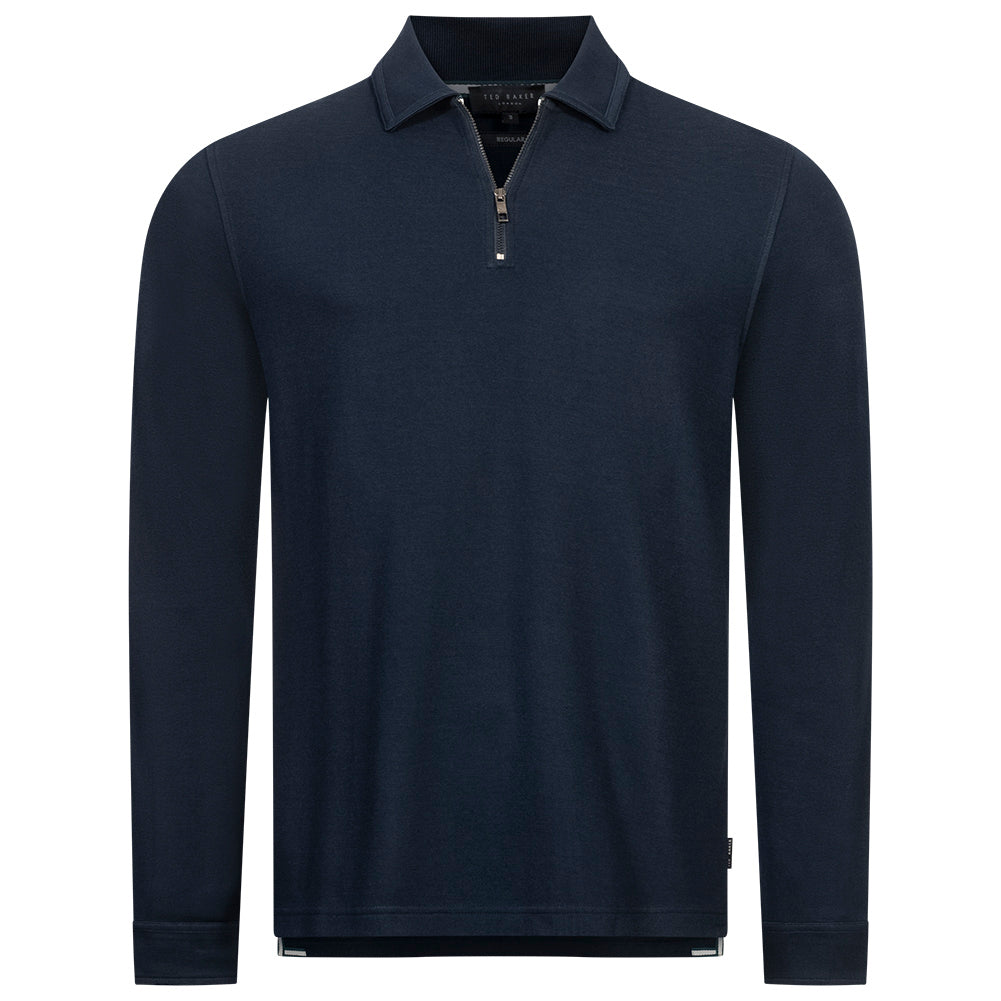 TED BAKER Karpol Soft Touch Heren Sweatshirt met Kraag 269623-NAVY-BLUE