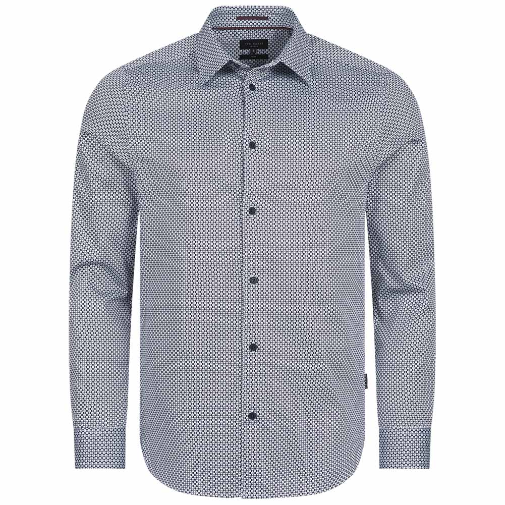 TED BAKER Faenza Geo heren overhemd met lange mouwen 272167-NAVY