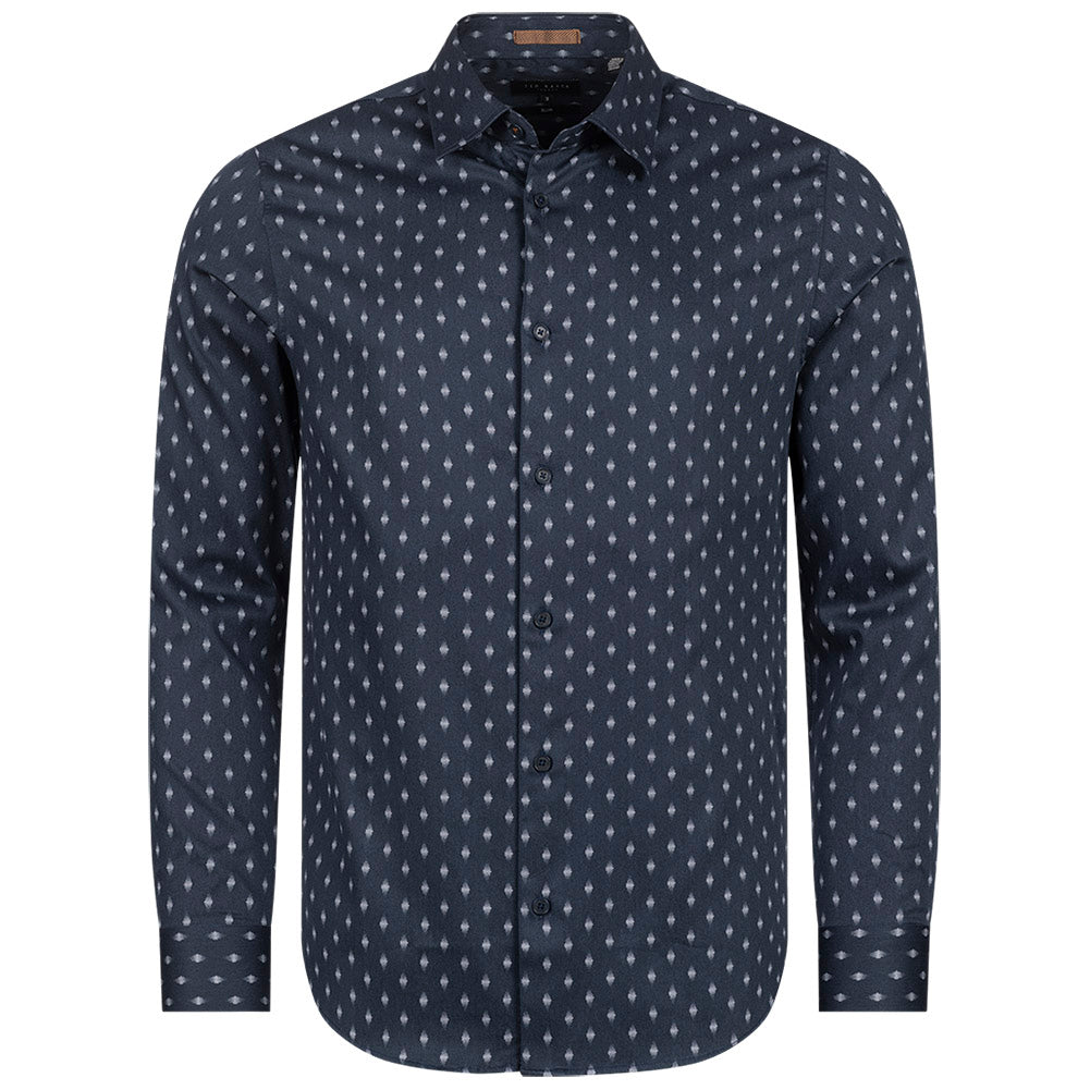 TED BAKER Ardea Dot Heren Overhemd met Lange Mouwen 272171-NAVY