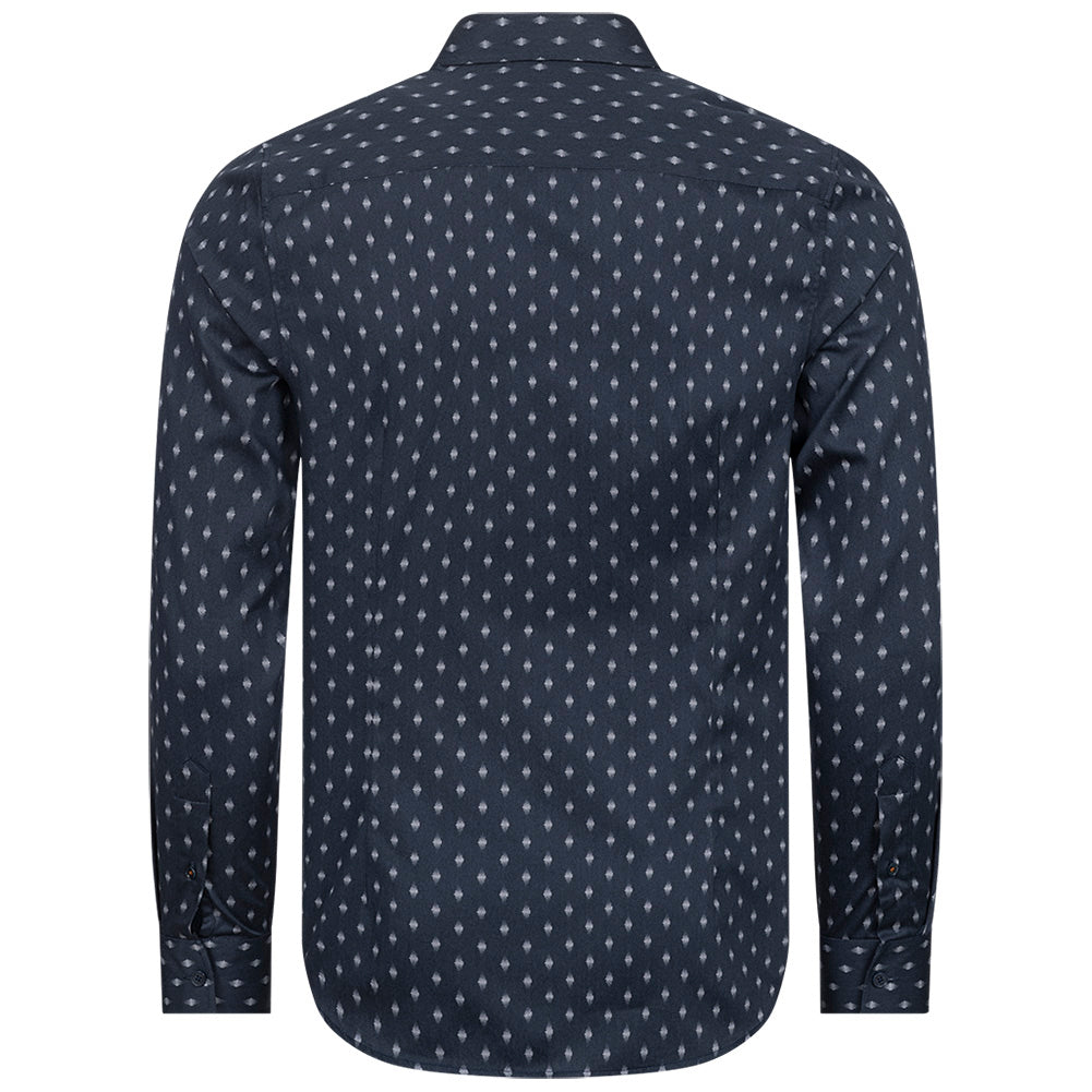 TED BAKER Ardea Dot Heren Overhemd met Lange Mouwen 272171-NAVY