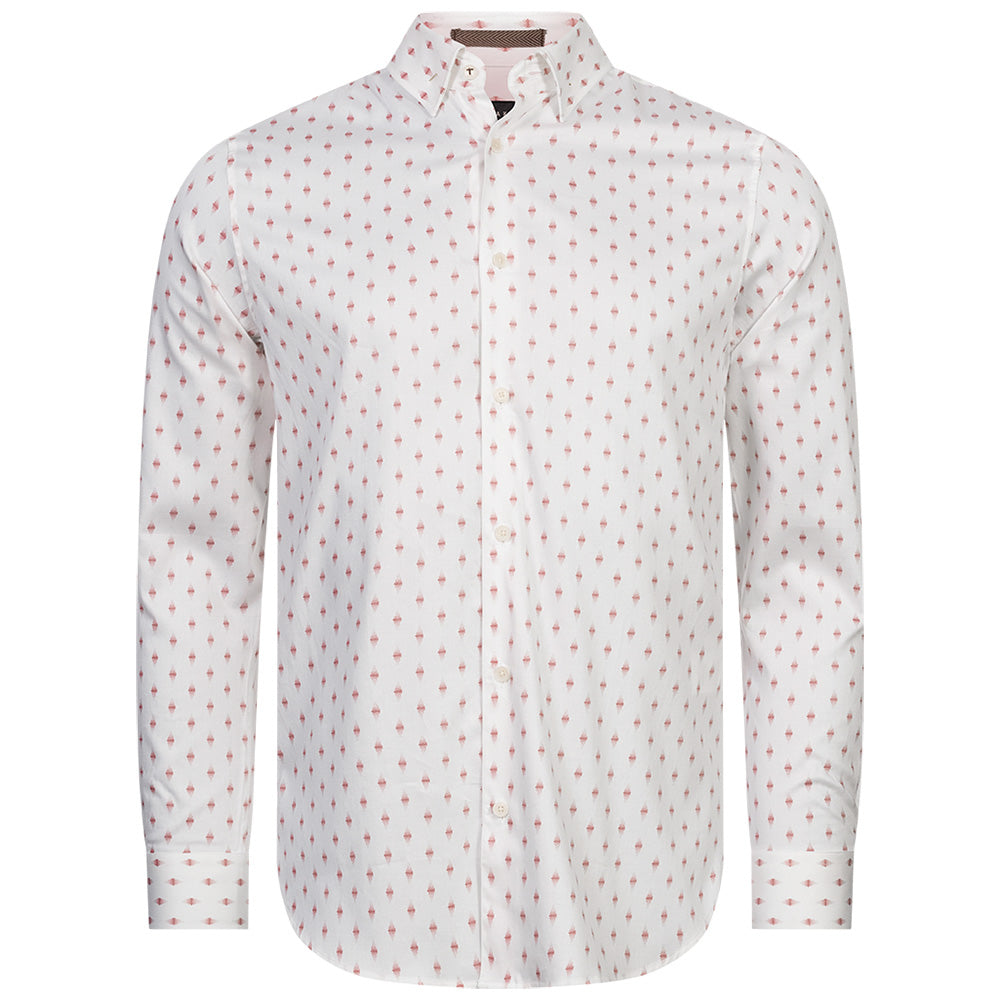 TED BAKER Ardea Dot Heren Overhemd met Lange Mouwen 272171-WIT