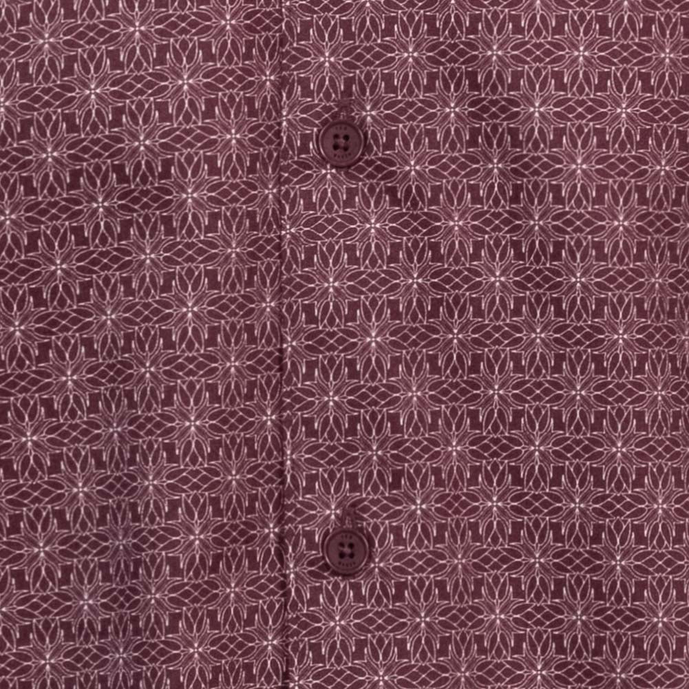 TED BAKER Pavia Star Geo Print Heren Overhemd met Lange Mouwen 272176-MAROON