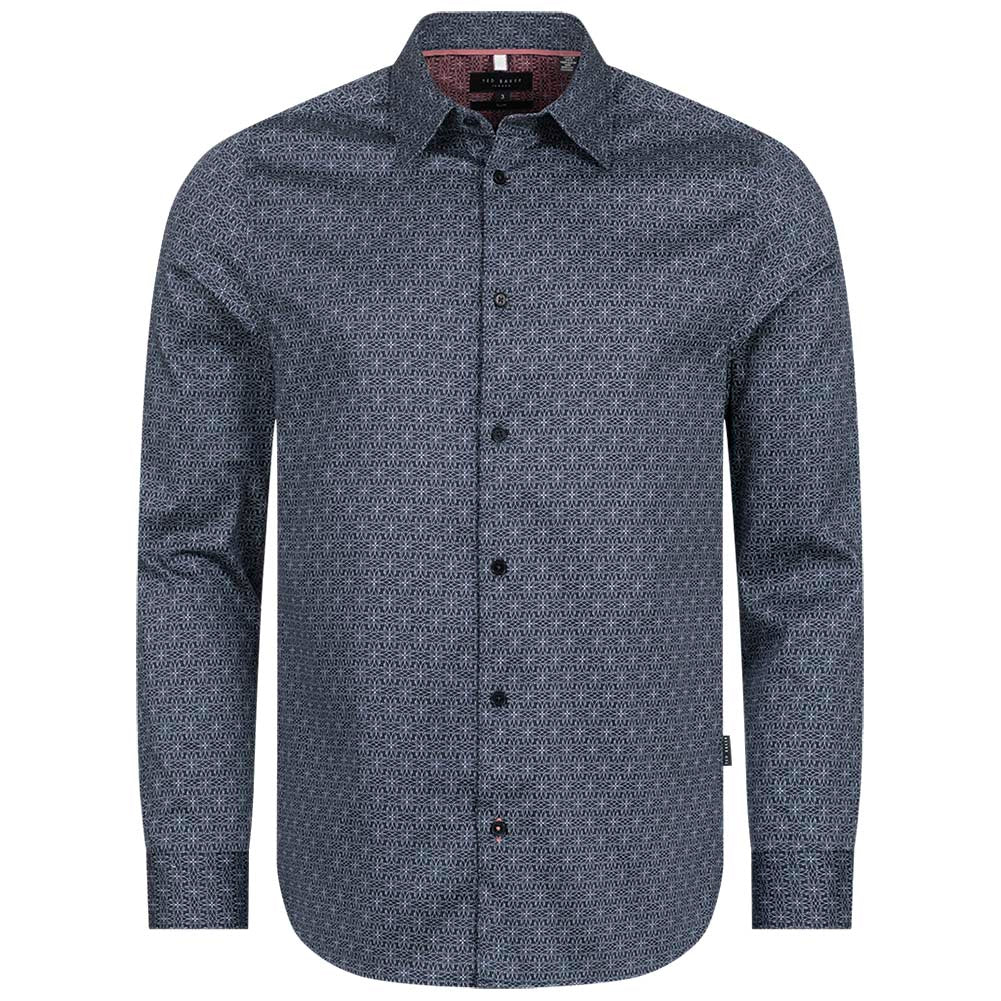 TED BAKER Pavia Star Geo Print Heren Overhemd met Lange Mouwen 272176-NAVY