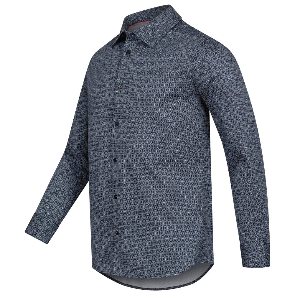TED BAKER Pavia Star Geo Print Heren Overhemd met Lange Mouwen 272176-NAVY