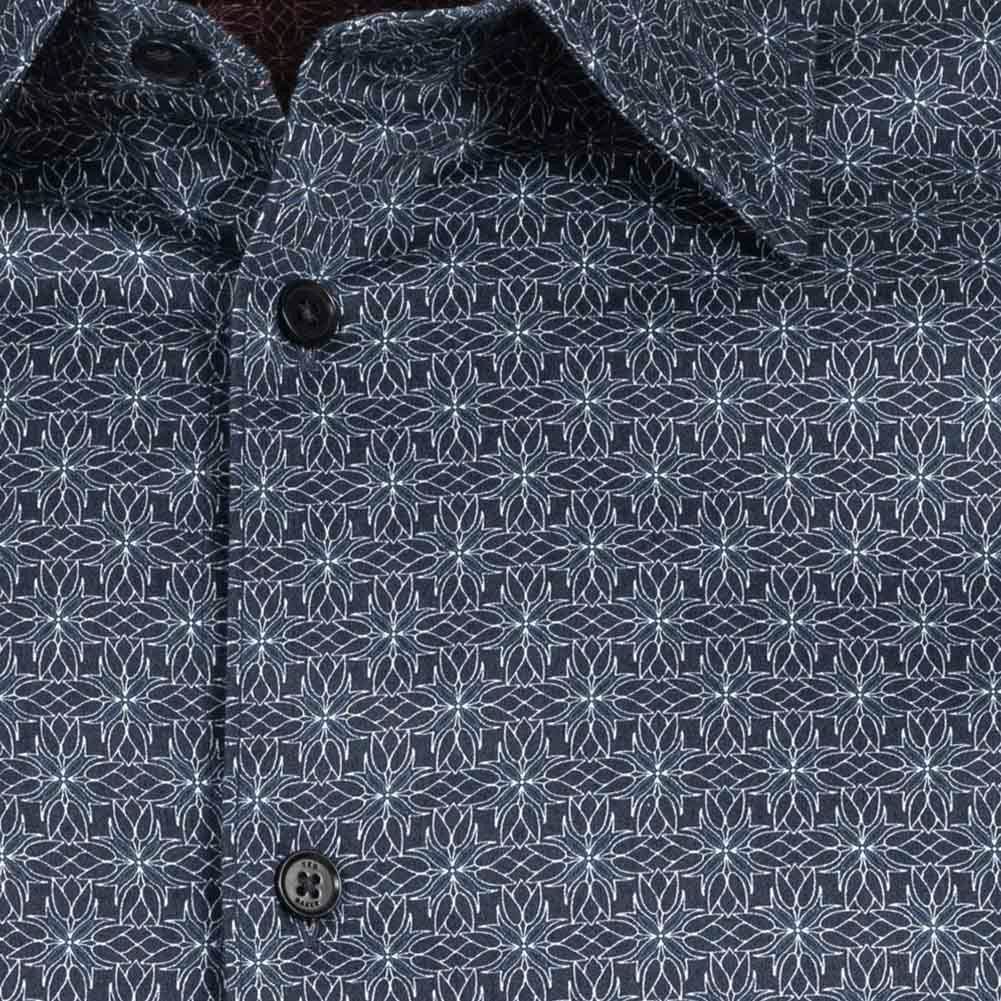TED BAKER Pavia Star Geo Print Heren Overhemd met Lange Mouwen 272176-NAVY