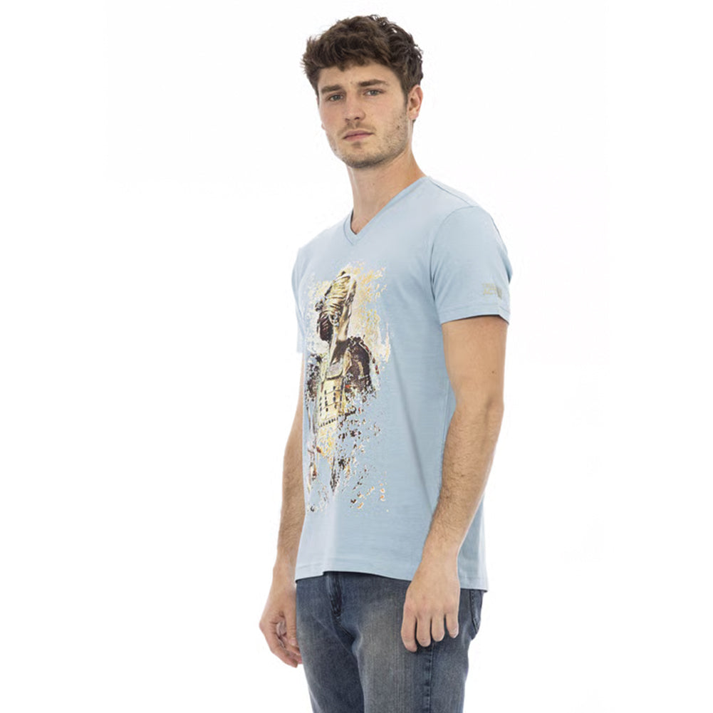 TRUSSARDI Action Heren Conqueror V-hals T-shirt Lichtblauw 2AT108007