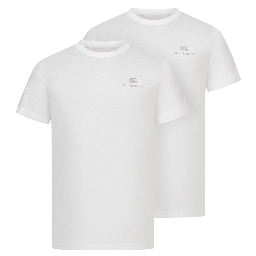 OLIVER GRANT® Heren ondershirts ronde hals 2-pack wit 39493033
