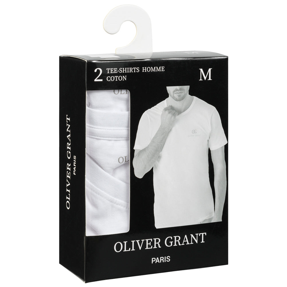 OLIVER GRANT® Heren ondershirts ronde hals 2-pack wit 39493033