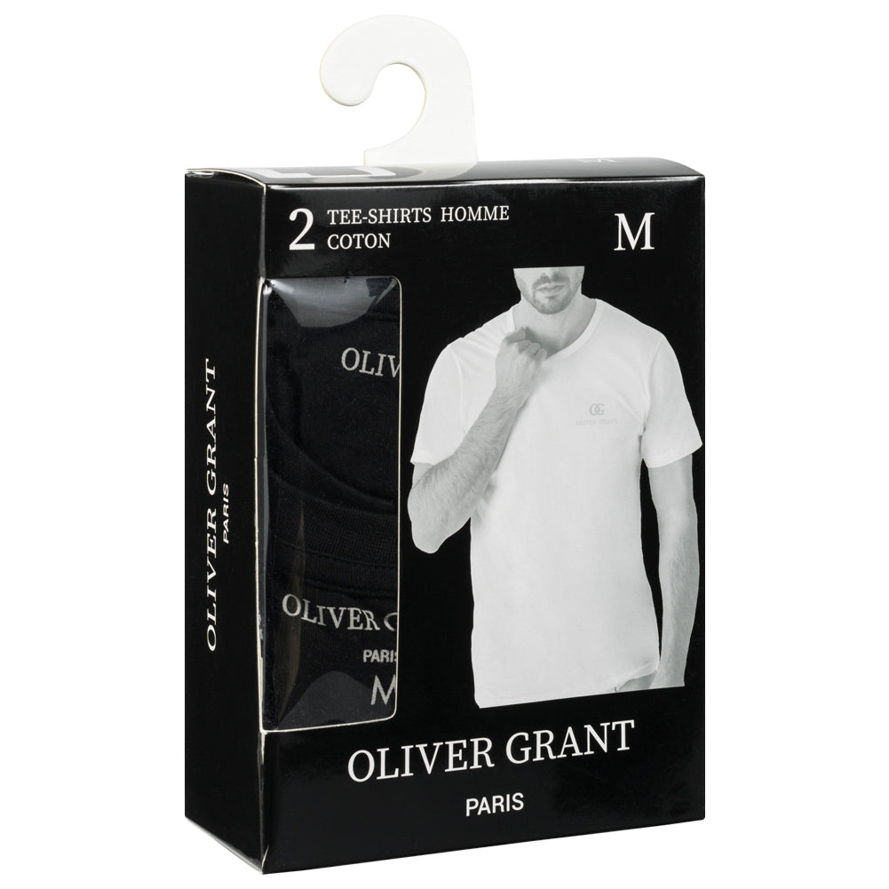 OLIVER GRANT® Heren Onderhemden Rondhals 2-pack zwart 39493133