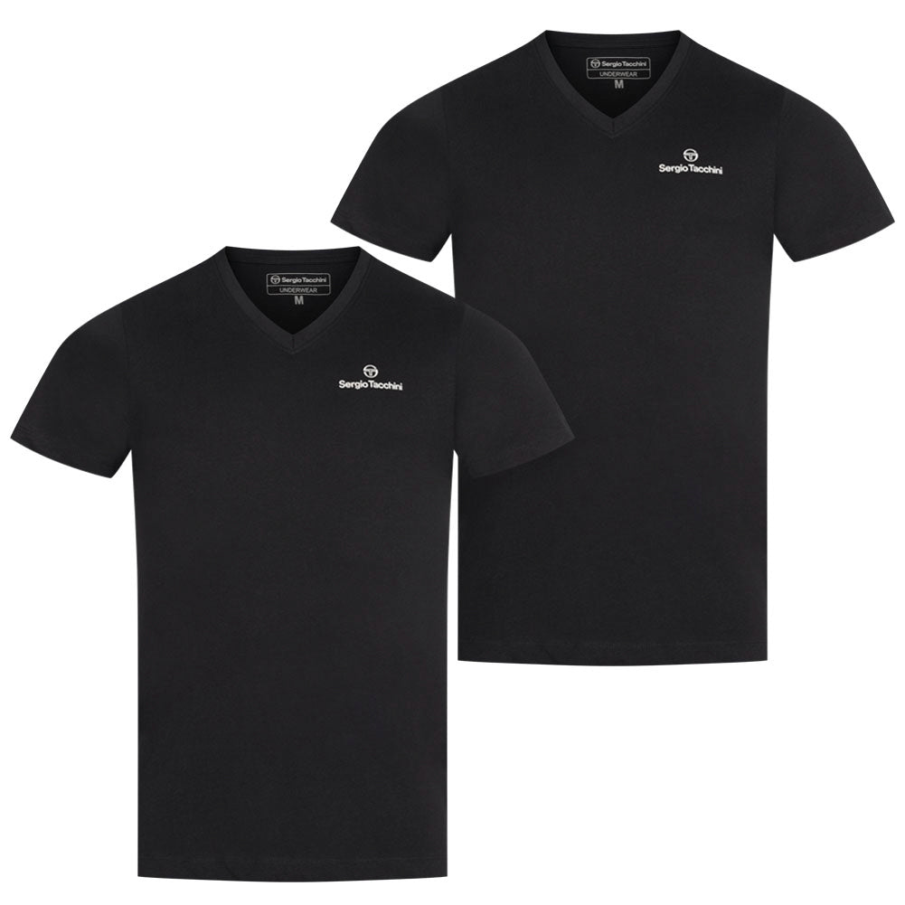 Sergio Tacchini Heren Onderhemden V-hals 2-pack zwart 39493236