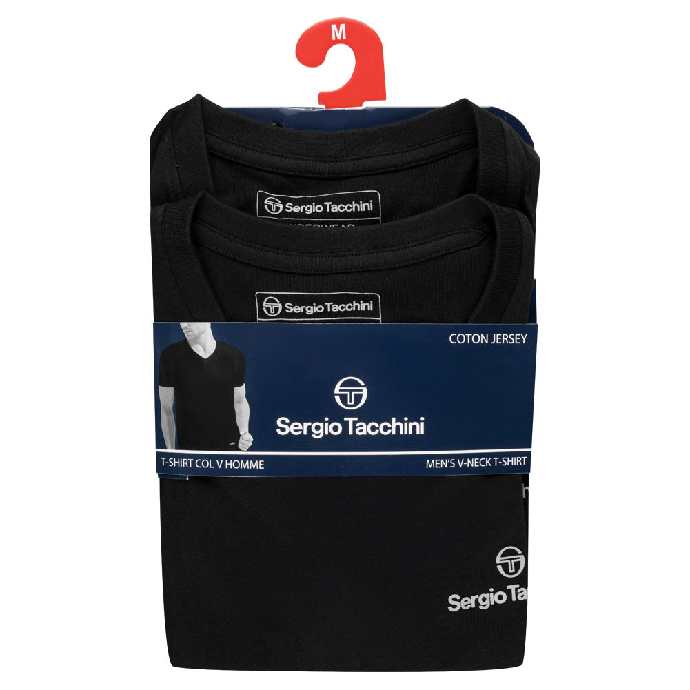 Sergio Tacchini Heren Onderhemden V-hals 2-pack zwart 39493236