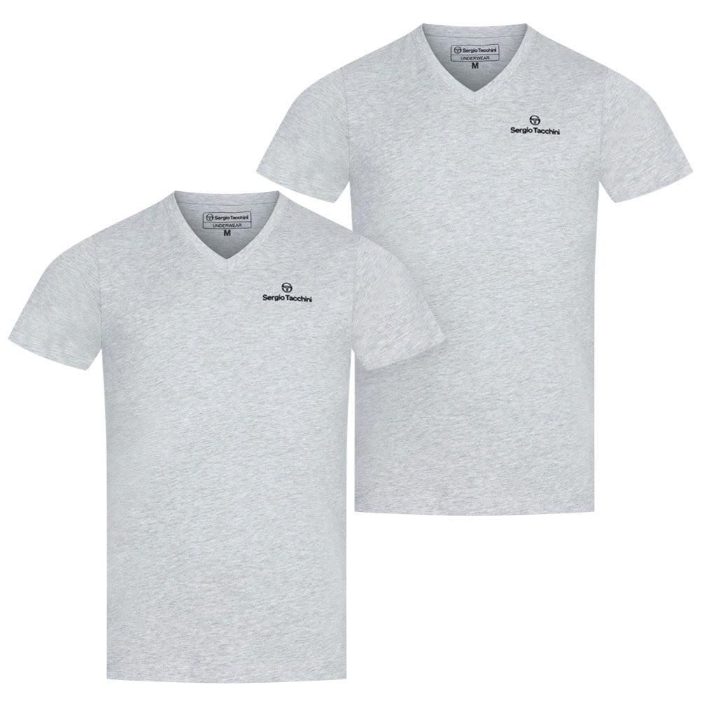 Sergio Tacchini Heren Onderhemden V-hals 2-pack grijs 39493336