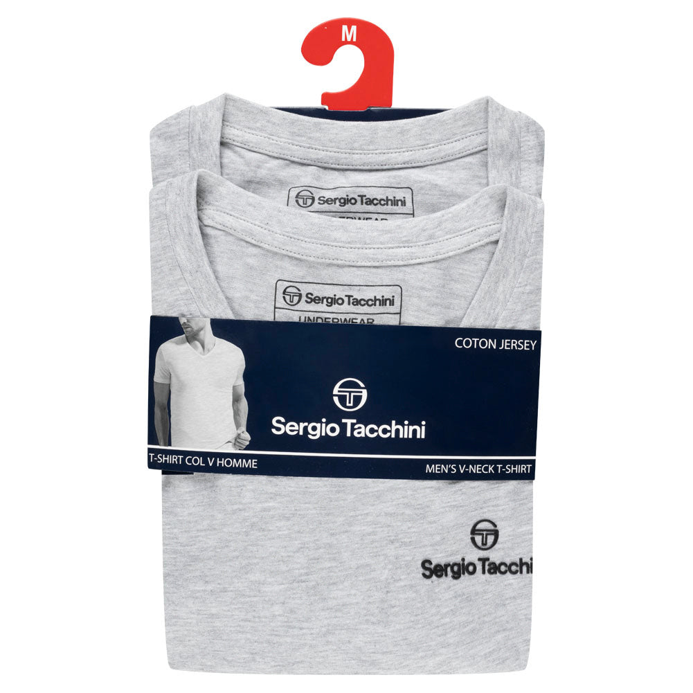 Sergio Tacchini Heren Onderhemden V-hals 2-pack grijs 39493336