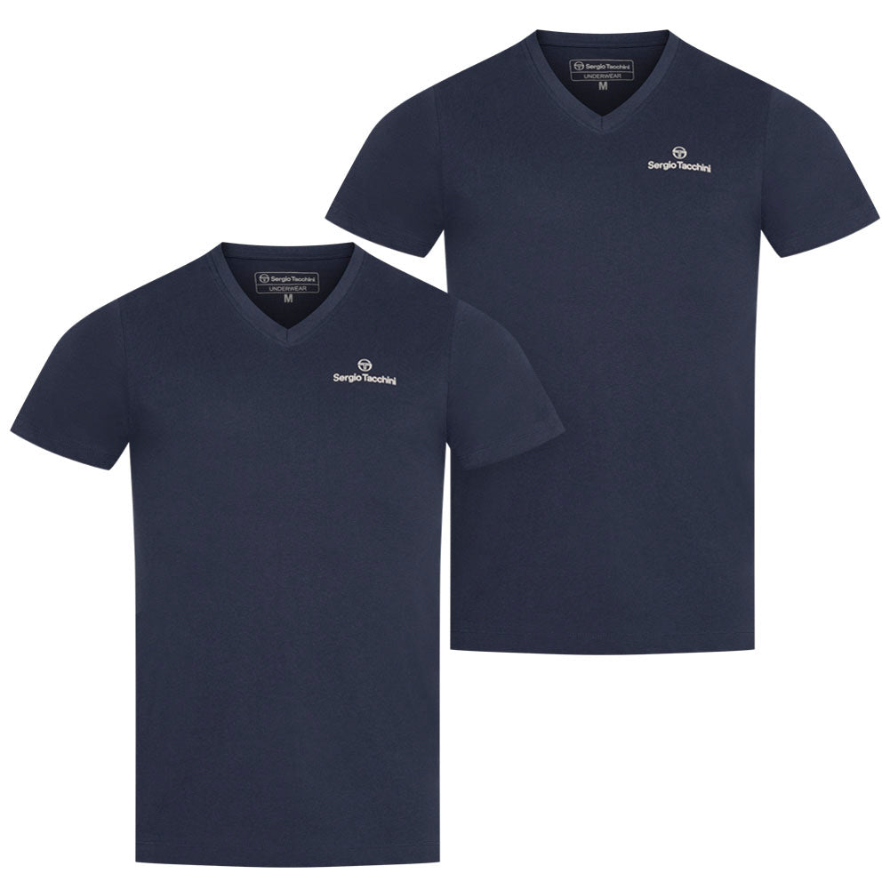Sergio Tacchini Heren Onderhemden V-hals 2-pak marine 39493536