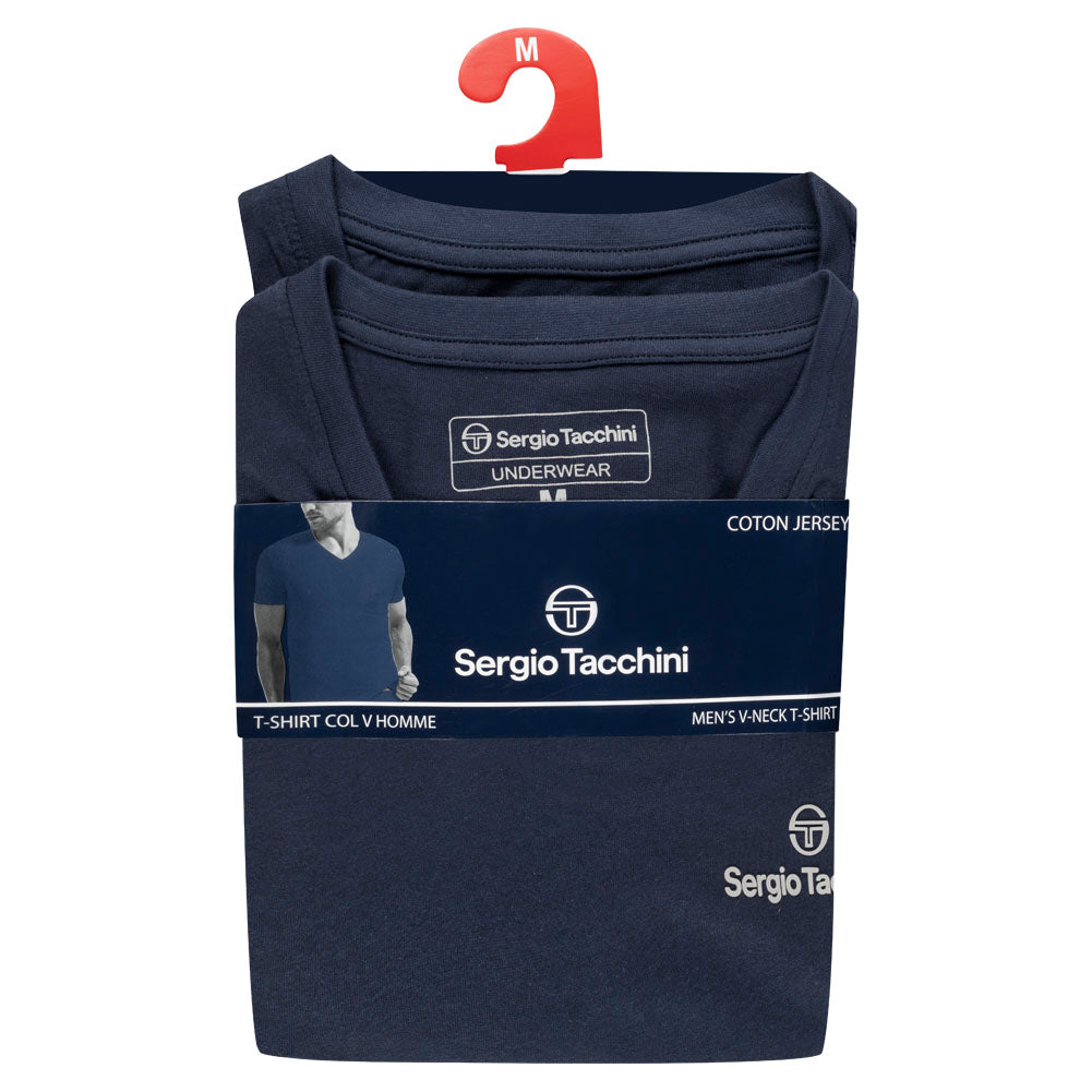 Sergio Tacchini Heren Onderhemden V-hals 2-pak marine 39493536