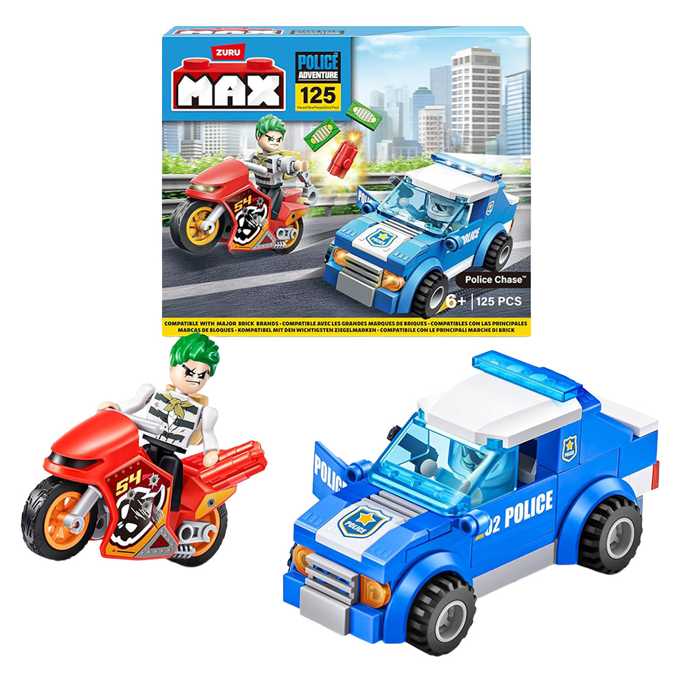 Zuru MAX CITY Politie + Motorfiets 125-delige Speelset 4894680033139
