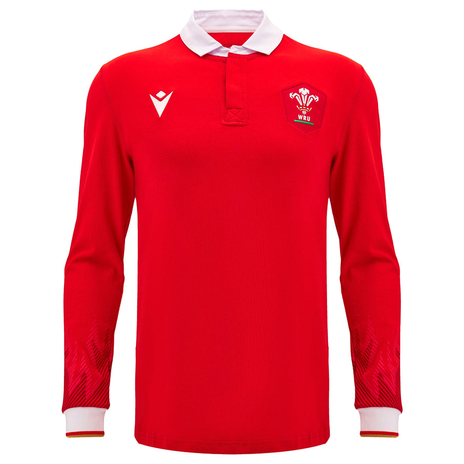 Wales WRU macron Rugby Heren Thuistenue Lange Mouwen Shirt 60004633