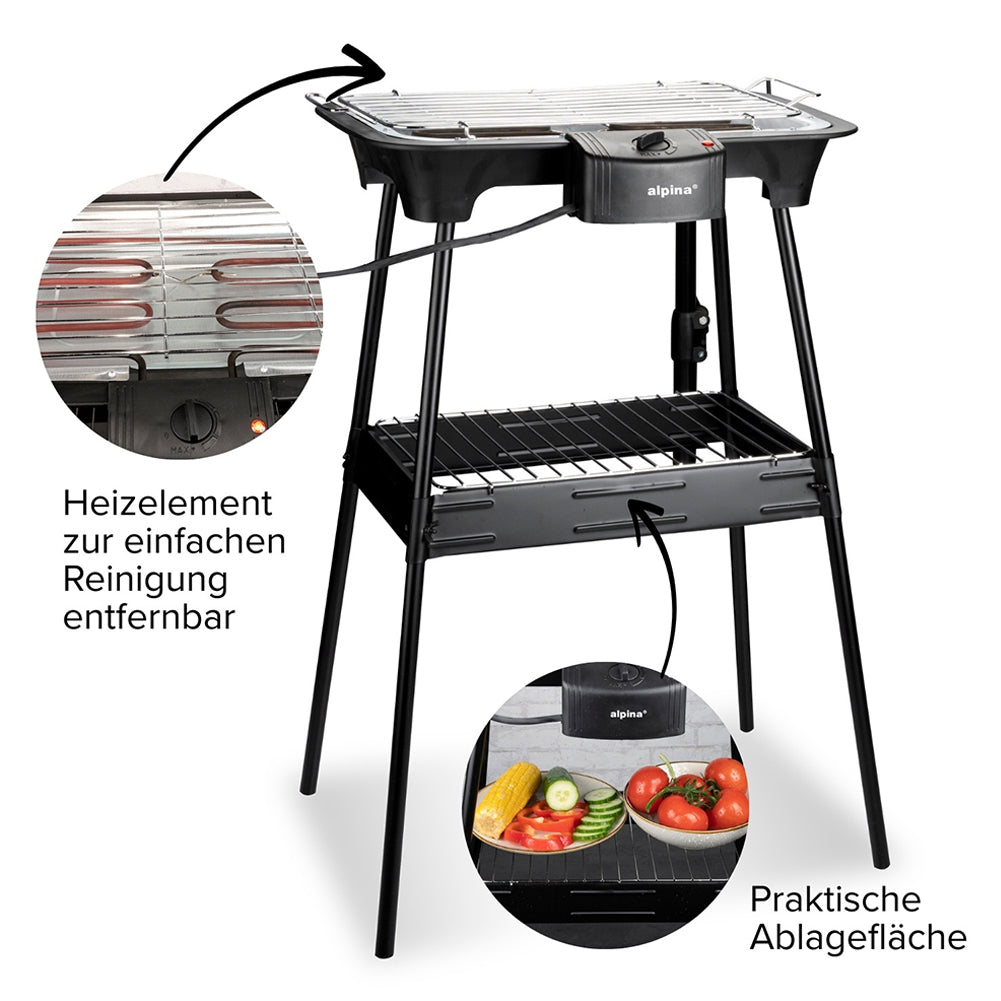 alpina Barbecue Elektrische Grill met Poten 2-in-1 8711252182094