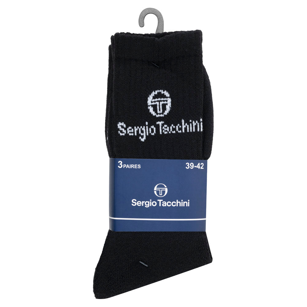 Sergio Tacchini Unisex Tennissokken 3 Paar zwart 93230732