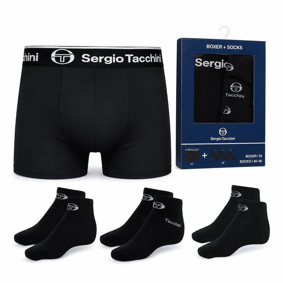 Sergio Tacchini Herenset: Boxershorts + 3 paar sneakersokken AA50049904
