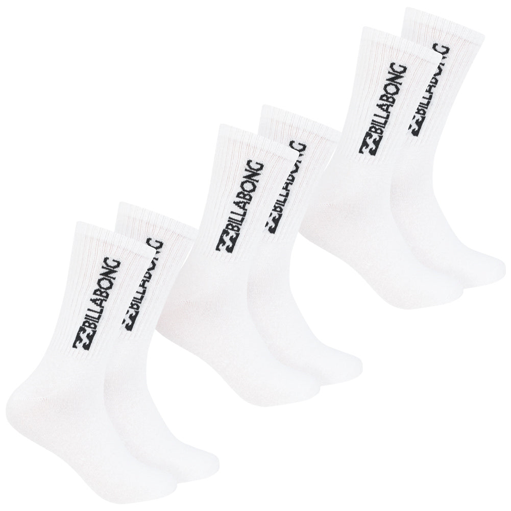 Billabong Unisex Crew Tennissokken 3 paar wit BG-01 CREW