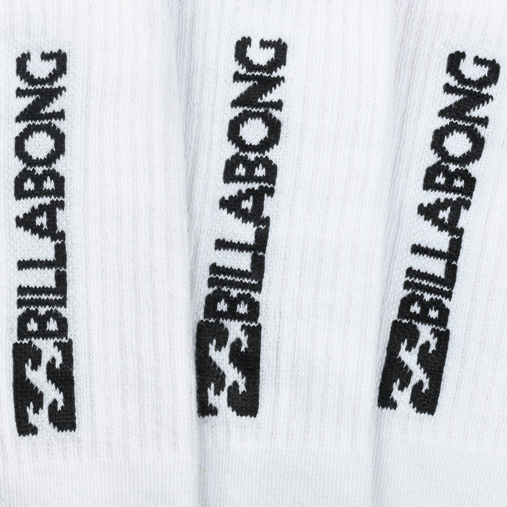 Billabong Unisex Crew Tennissokken 3 paar wit BG-01 CREW