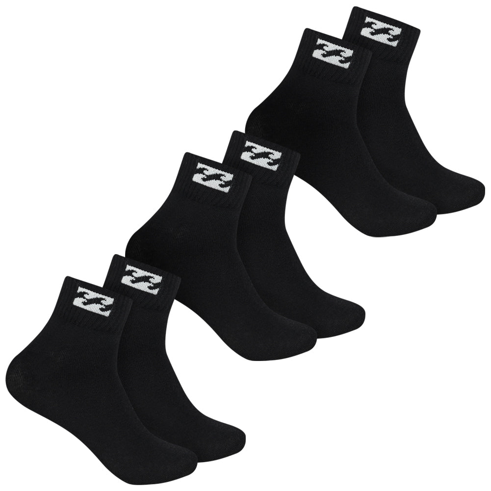Billabong Uniseks Sokken Kwartlengte 3 Paar Zwart BG-20 QUARTER