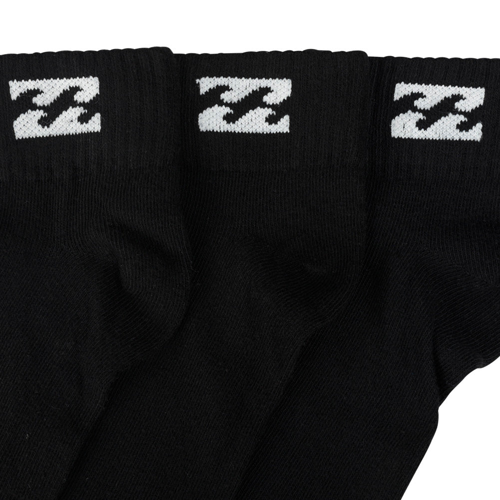 Billabong Uniseks Sokken Kwartlengte 3 Paar Zwart BG-20 QUARTER
