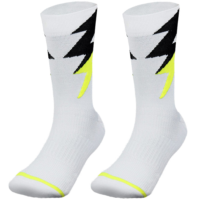 Zeus Thunder lange speciale trainingssokken wit neongeel