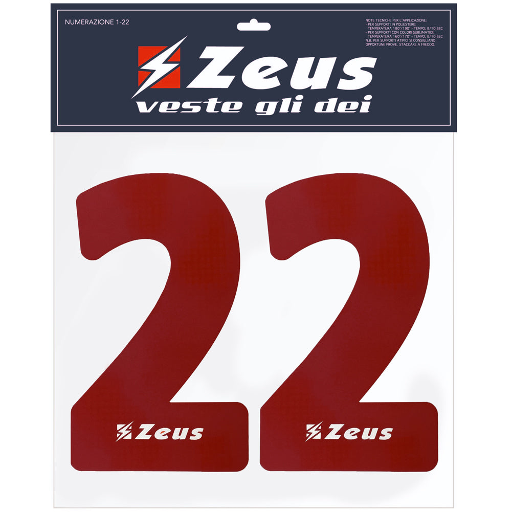 Zeus Strijknummer set 1-22 25 cm senior donkerrood