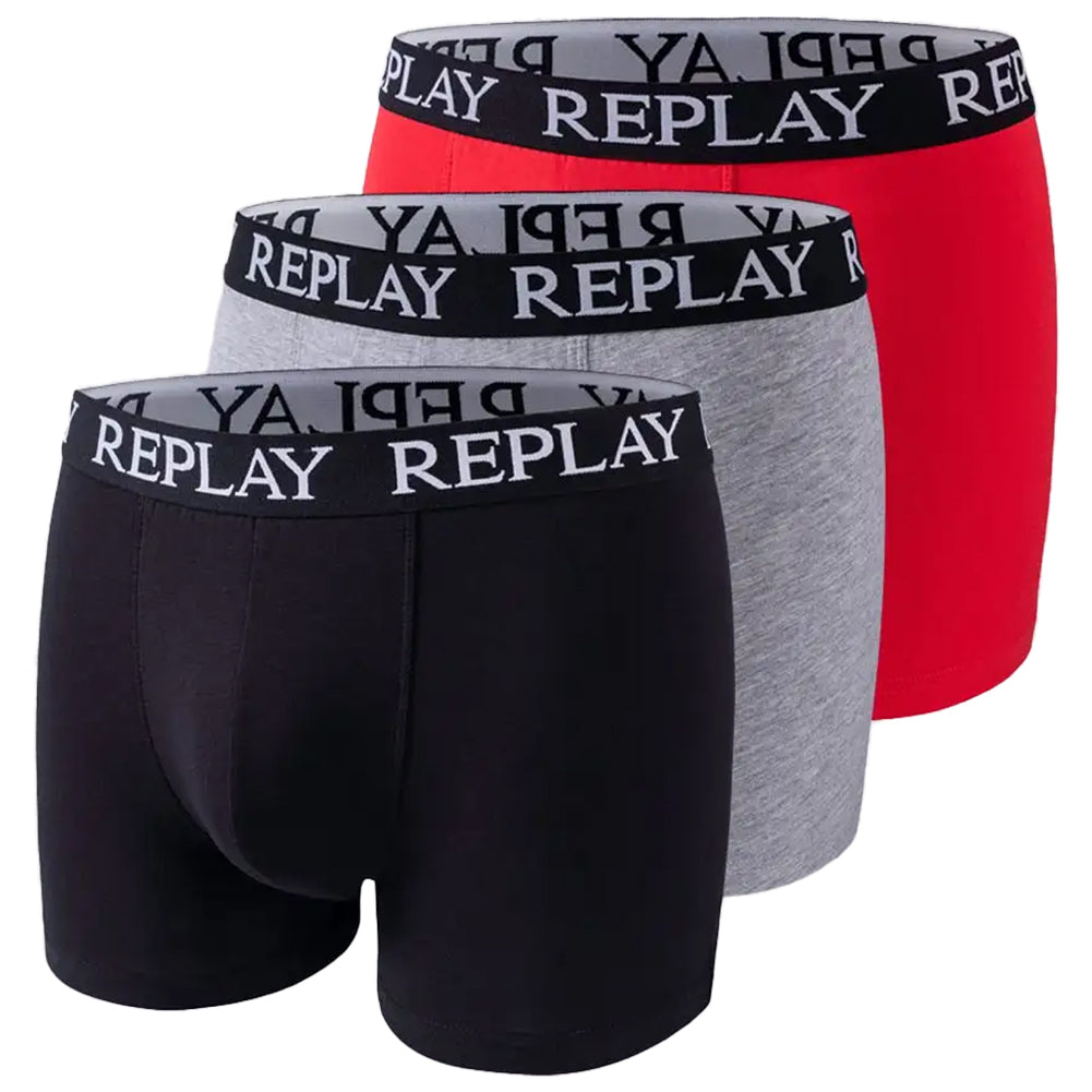 REPLAY Basic Cuff Logo boxershorts voor heren 3-pack I101102-N176