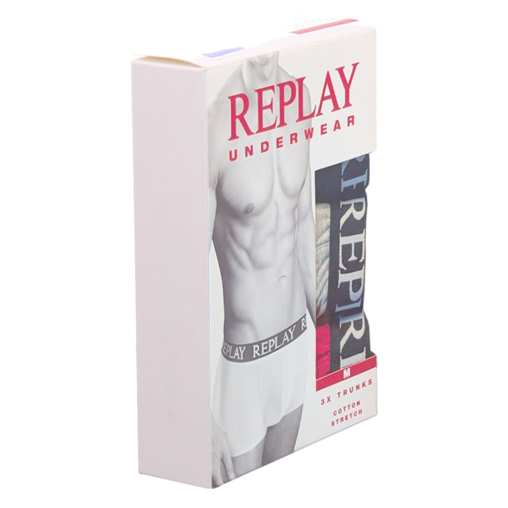 REPLAY Basic Cuff Logo boxershorts voor heren 3-pack I101102-N176