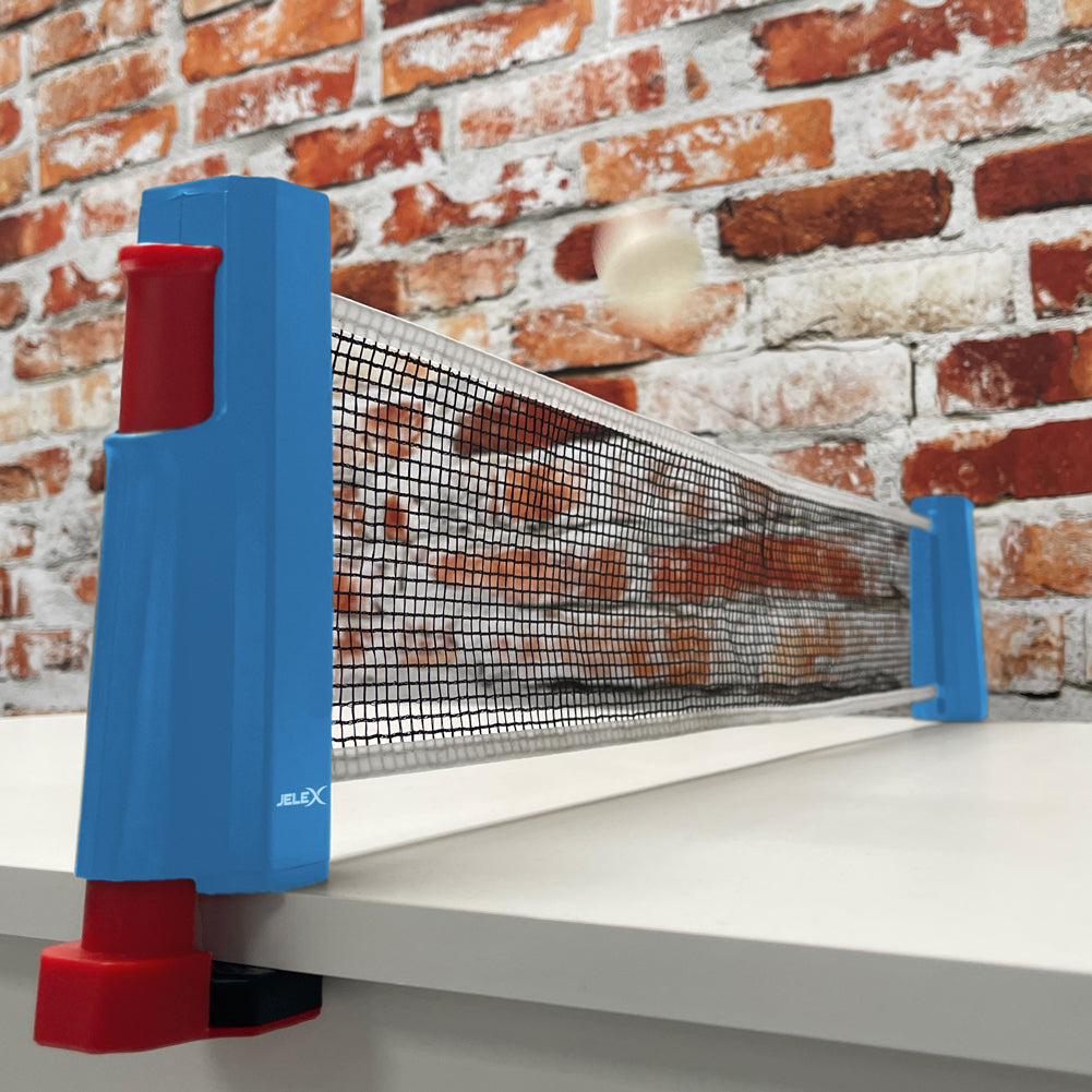 JELEX Roll Up Verstelbaar Tafeltennisnet blauw