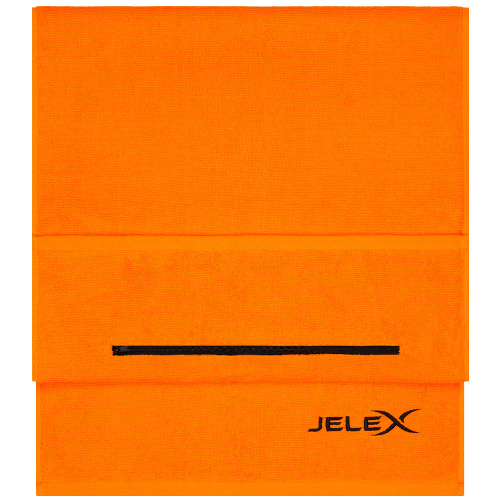 JELEX "100FIT" Fitnesshanddoek met ritsvak oranje