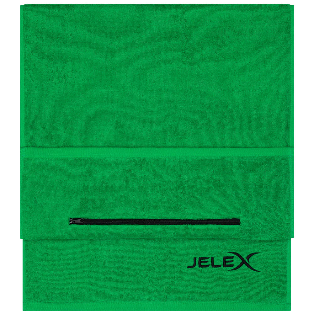 JELEX "100FIT" Fitnesshanddoek met ritsvak groen