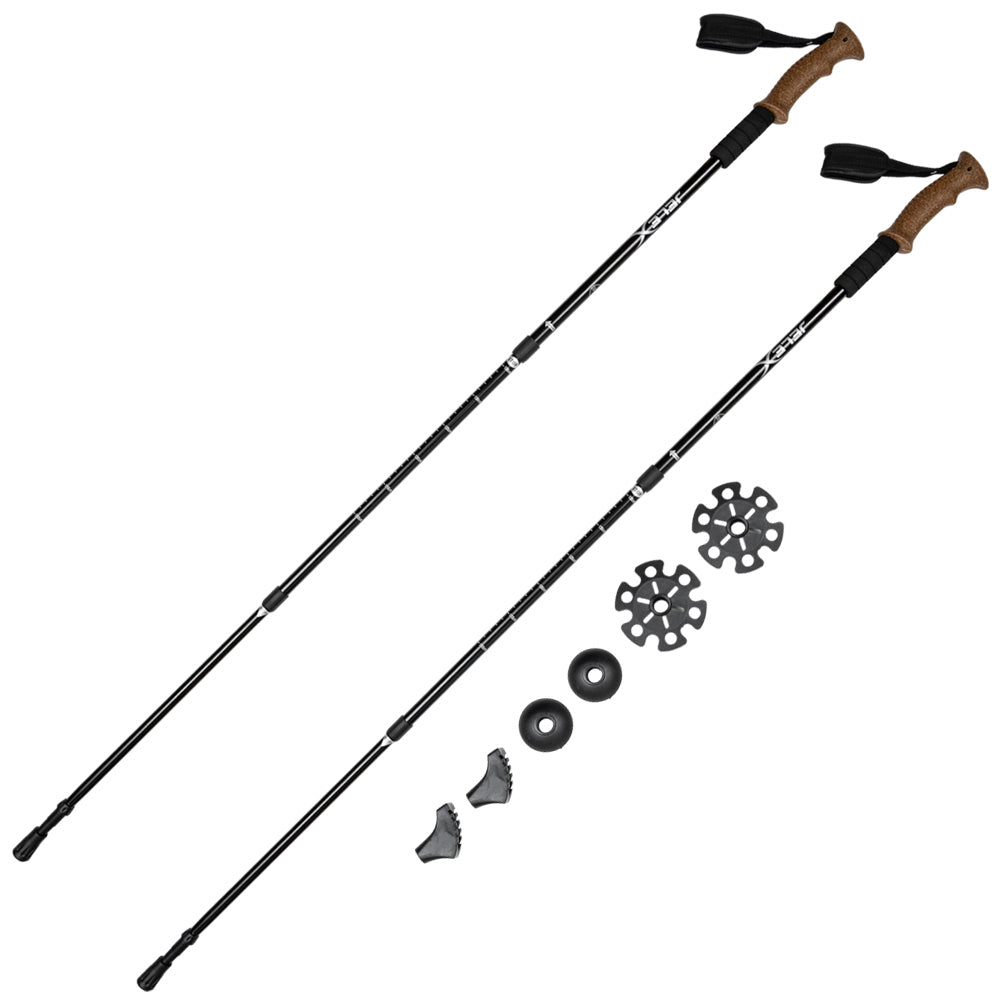 JELEX Nordic Walking stokken met kurk handvatten zwart