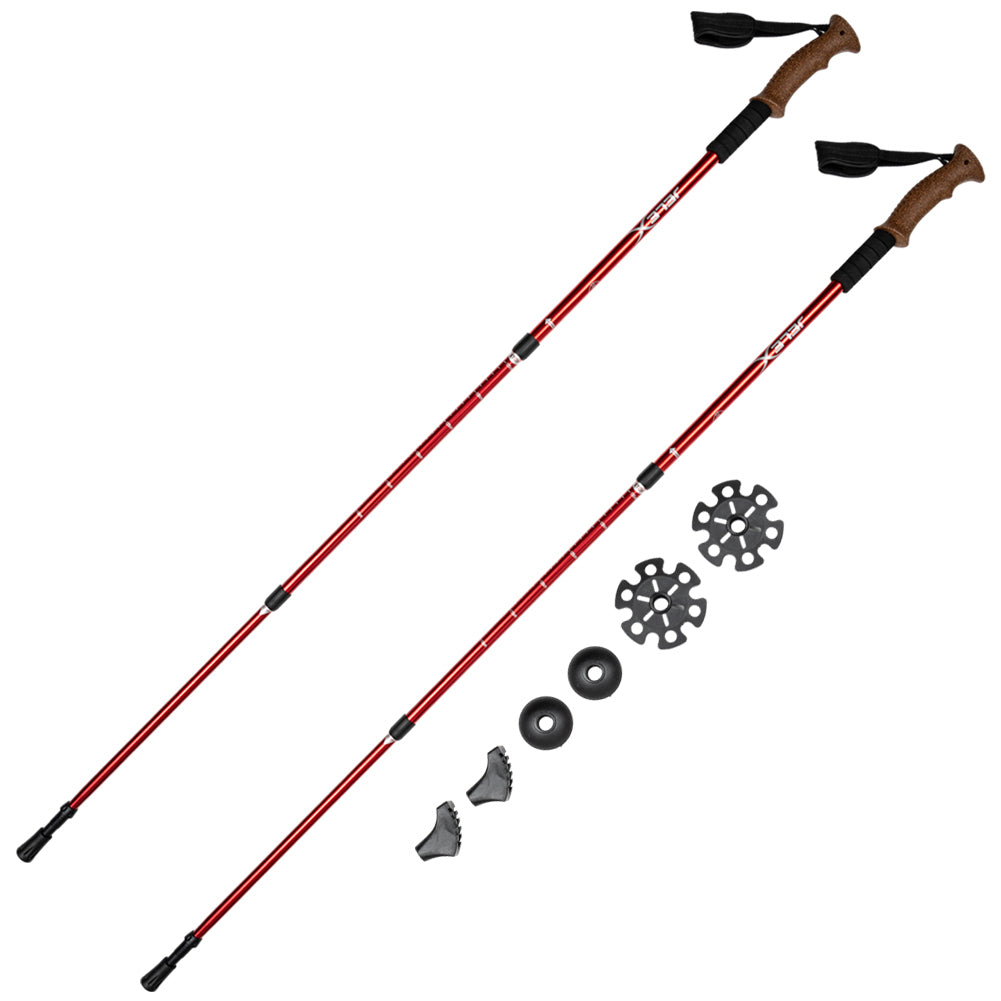 JELEX Nordic Walkingstokken met kurkgrepen rood